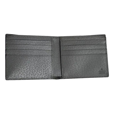 Gucci G Detail Black and Grey Leather Bifold Wallet available at Queen Bee of Beverly Hills