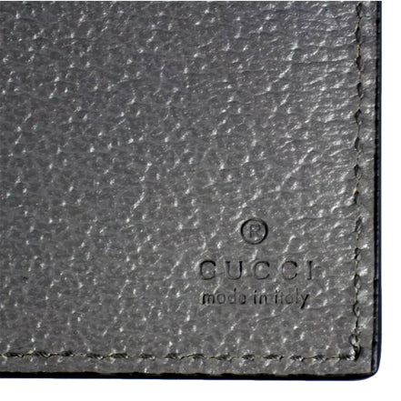 Gucci G Detail Black and Grey Leather Bifold Wallet available at Queen Bee of Beverly Hills