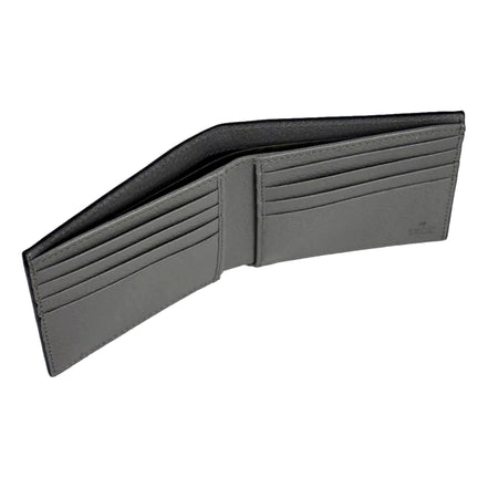 Gucci G Detail Black and Grey Leather Bifold Wallet available at Queen Bee of Beverly Hills