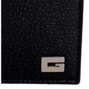 Gucci G Detail Black and Grey Leather Bifold Wallet available at Queen Bee of Beverly Hills