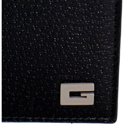 Gucci G Detail Black and Grey Leather Bifold Wallet available at Queen Bee of Beverly Hills