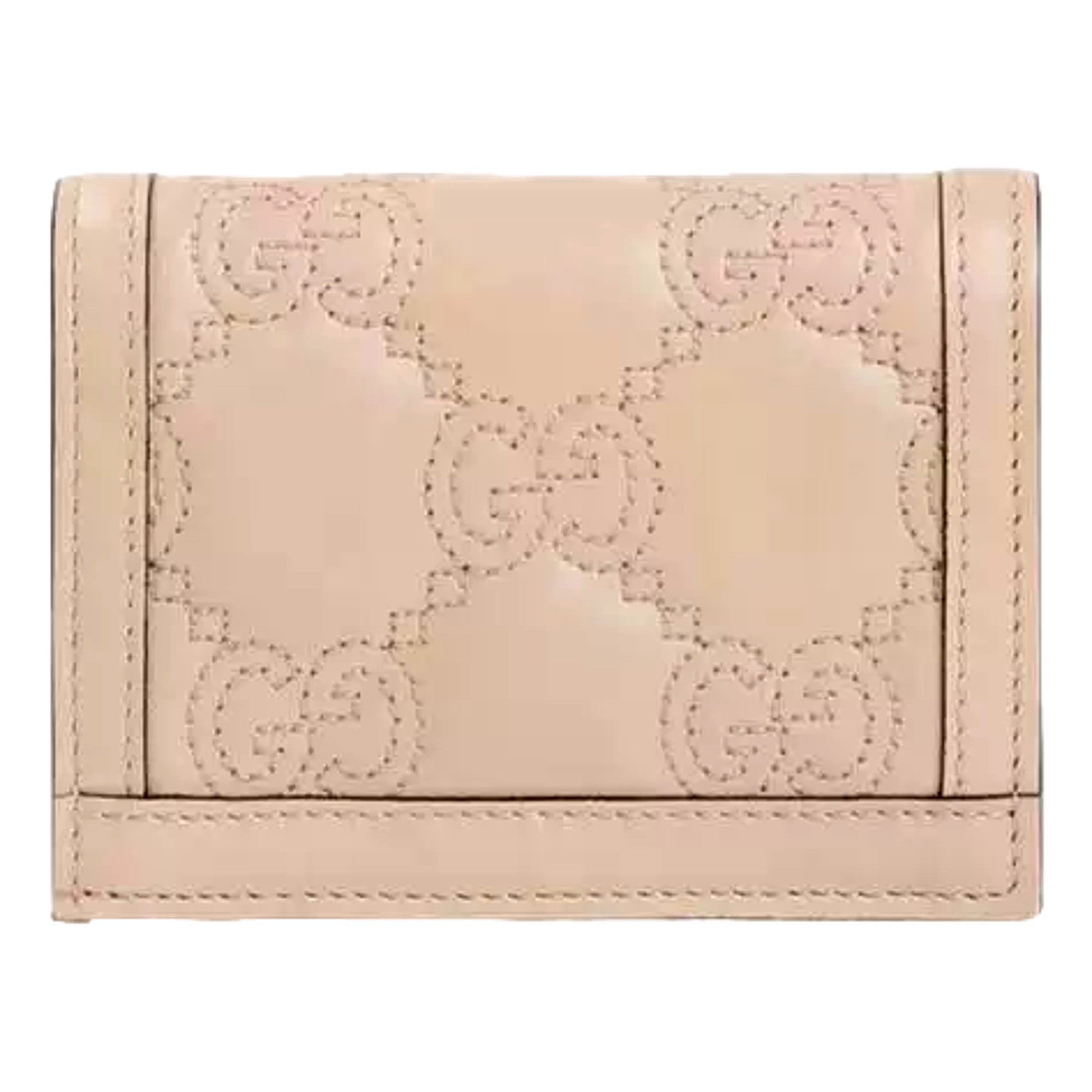Gucci GG Matelassé Pink Sand Leather Card Case Wallet