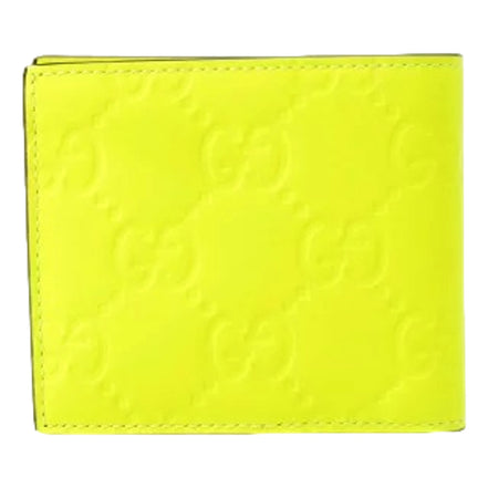 Gucci GG Leather Neon Yellow Rubber Effect Bifold Wallet