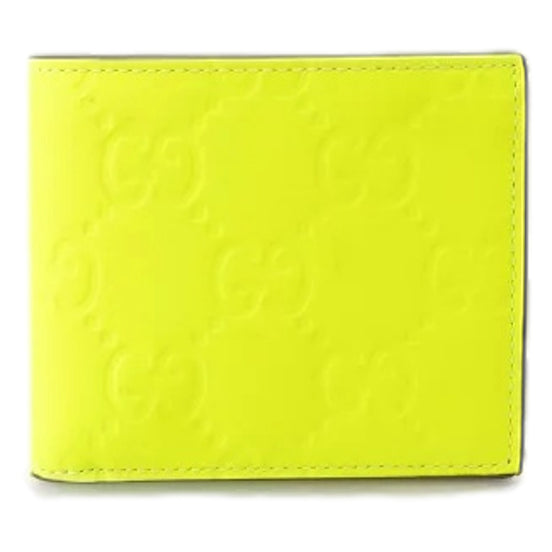 Gucci GG Leather Neon Yellow Rubber Effect Bifold Wallet