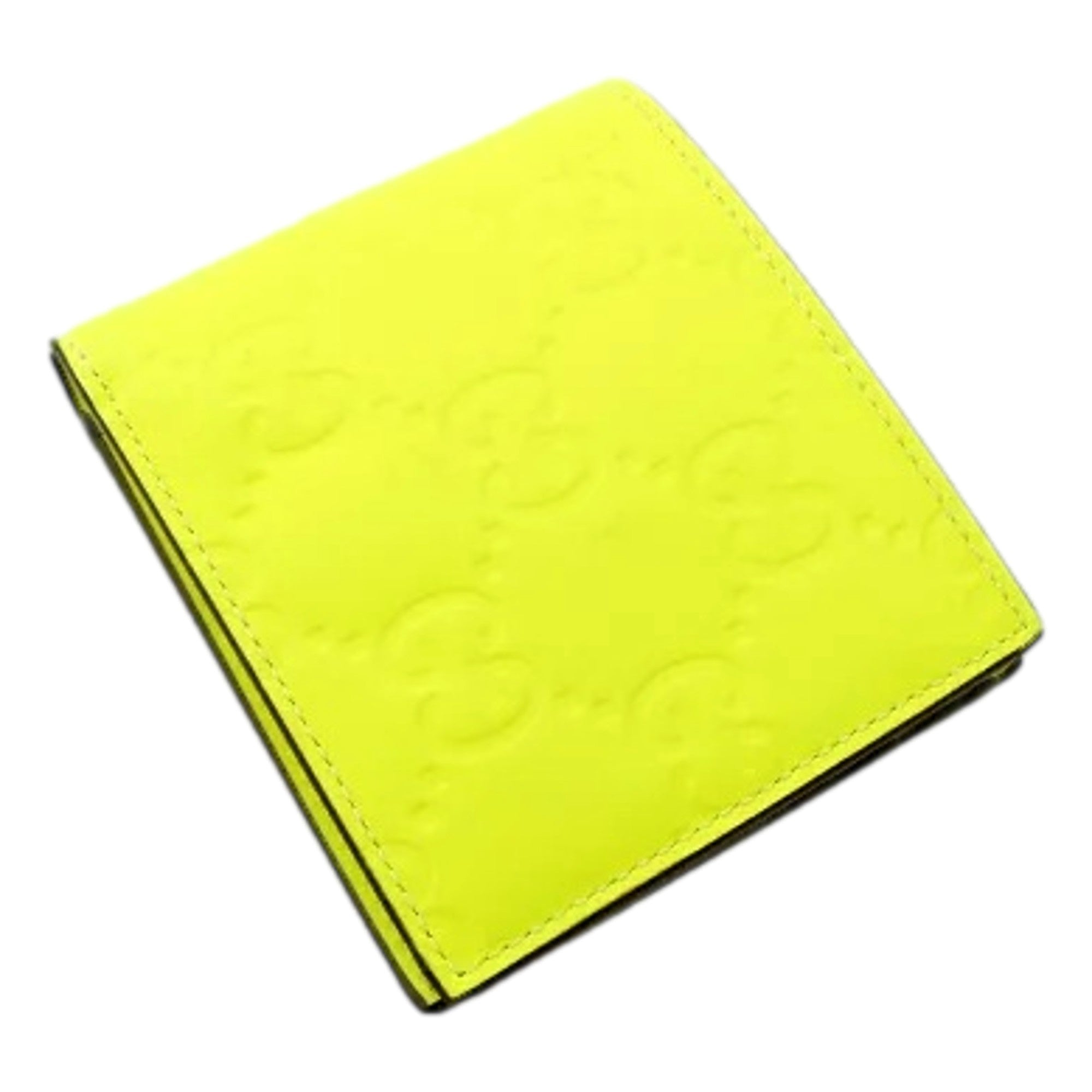 Gucci GG Leather Neon Yellow Rubber Effect Bifold Wallet