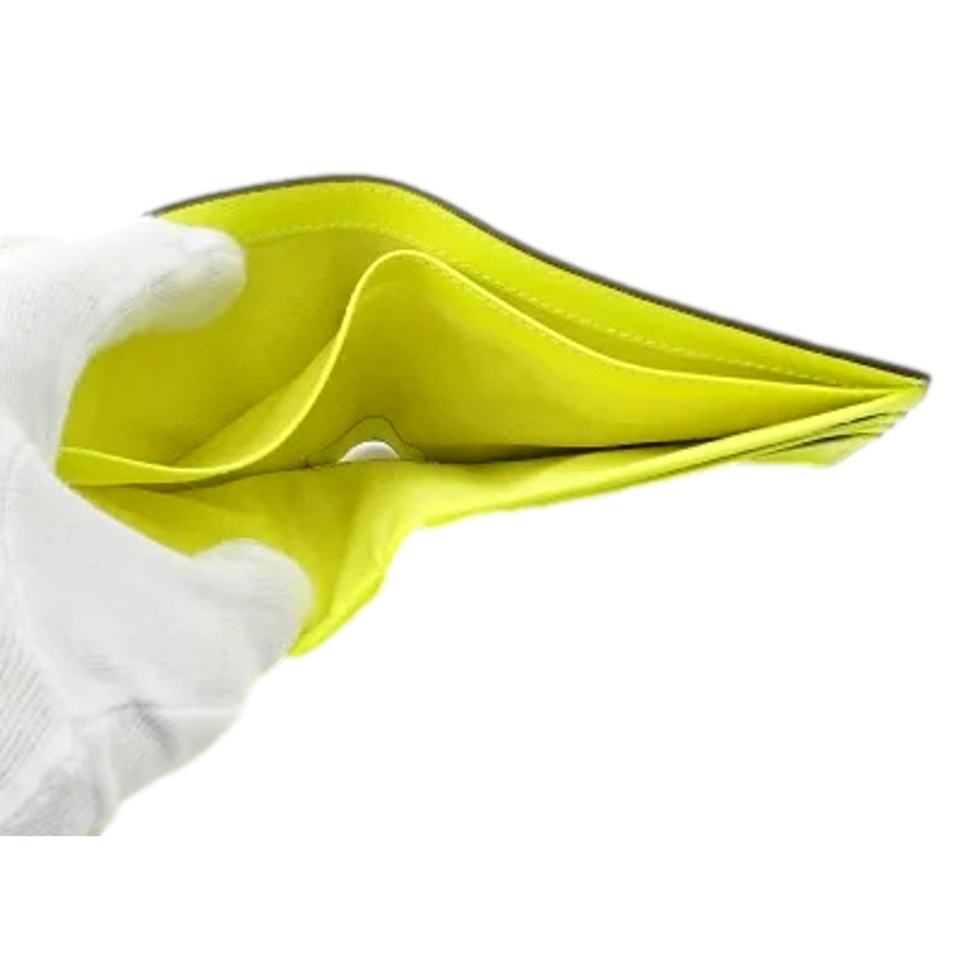 Gucci GG Leather Neon Yellow Rubber Effect Bifold Wallet