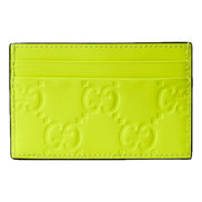 Gucci GG Rubber Effect Neon Yellow Guccissima Leather Card Case Wallet