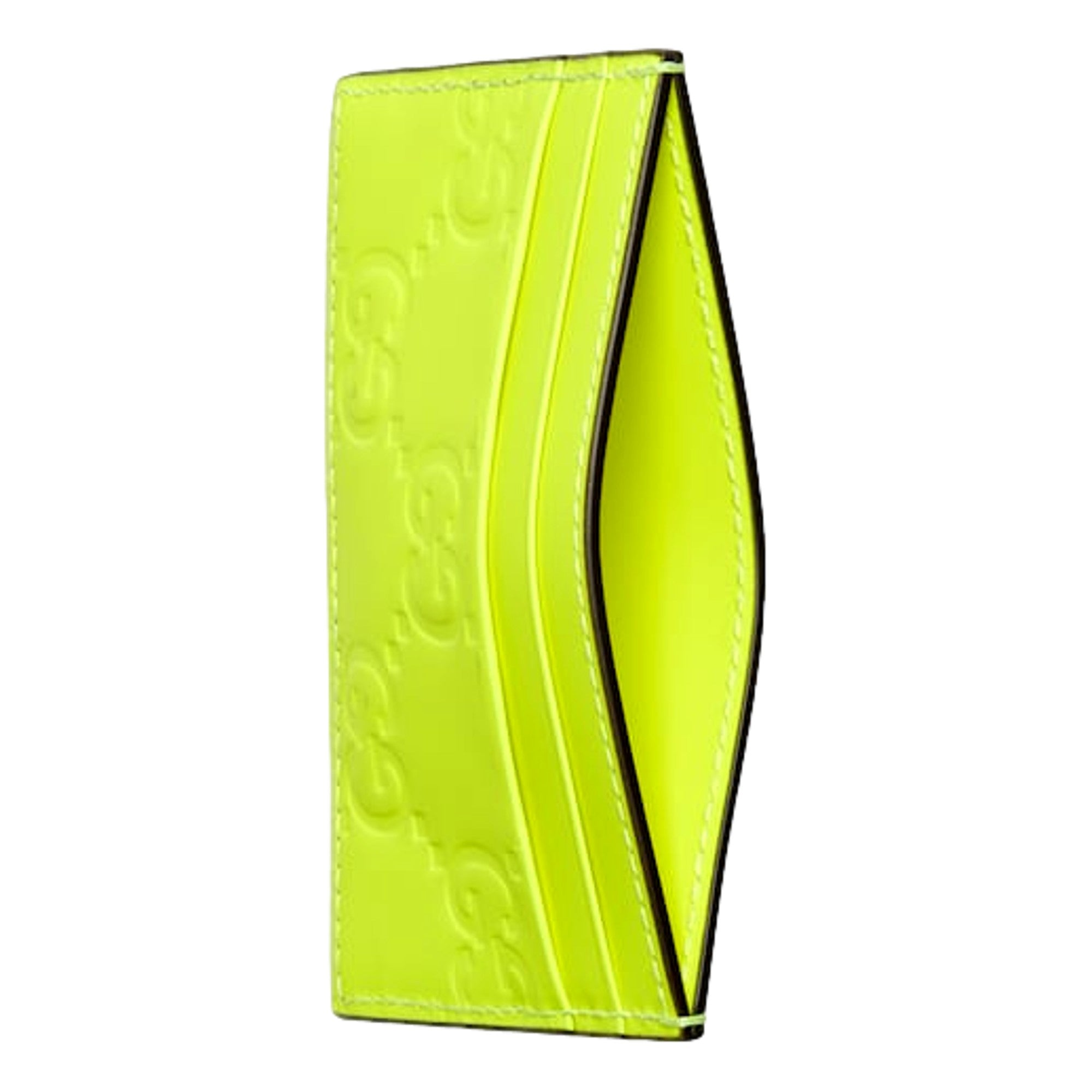 Gucci GG Rubber Effect Neon Yellow Guccissima Leather Card Case Wallet