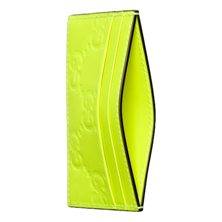 Gucci GG Rubber Effect Neon Yellow Guccissima Leather Card Case Wallet