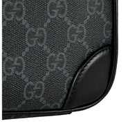 Gucci GG Black Canvas and Leather Unisex Dual Compartment Crossbody Bag