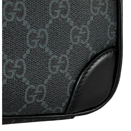 Gucci GG Black Canvas and Leather Unisex Dual Compartment Crossbody Bag