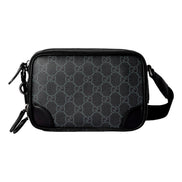Gucci GG Black Canvas and Leather Unisex Dual Compartment Crossbody Bag