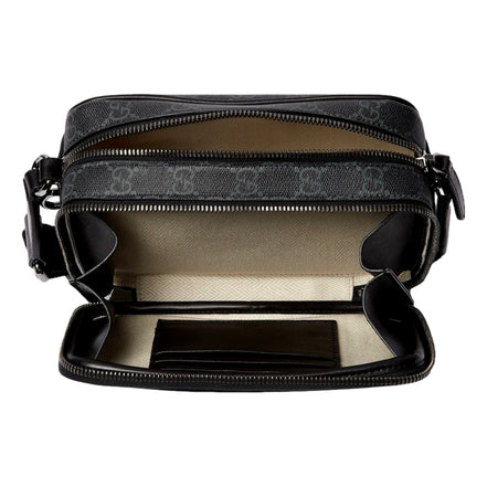 Gucci GG Black Canvas and Leather Unisex Dual Compartment Crossbody Bag