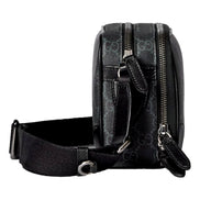 Gucci GG Black Canvas and Leather Unisex Dual Compartment Crossbody Bag
