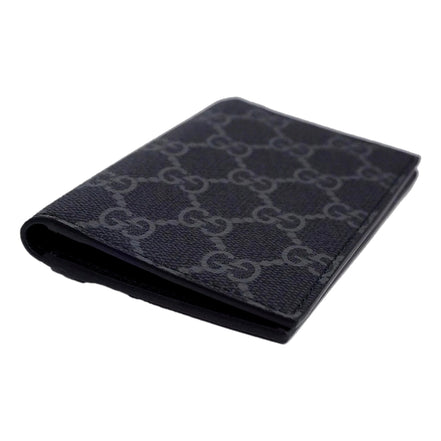 Gucci GG Emblem Black Leather and Canvas Vertical Bifold Wallet - Available at Queen Bee of Beverly Hills