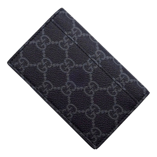 Gucci GG Emblem Black Leather and Canvas Vertical Bifold Wallet - Available at Queen Bee of Beverly Hills