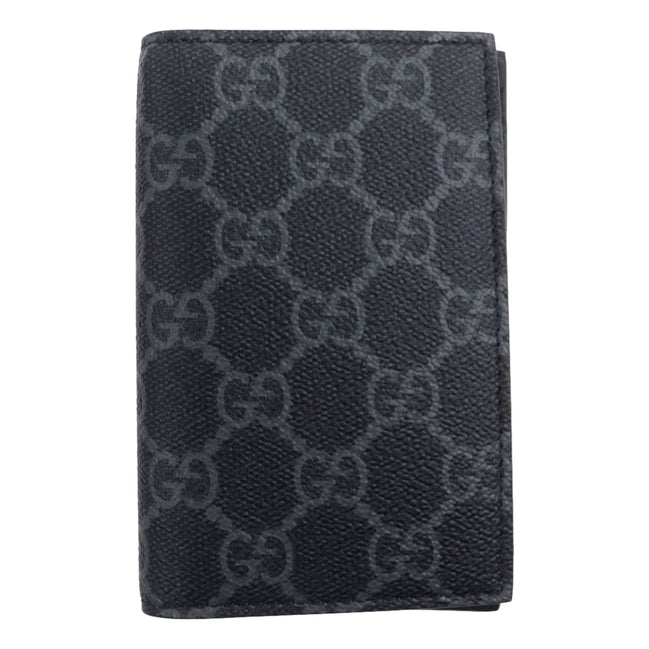 Gucci GG Emblem Black Leather and Canvas Vertical Bifold Wallet - Available at Queen Bee of Beverly Hills