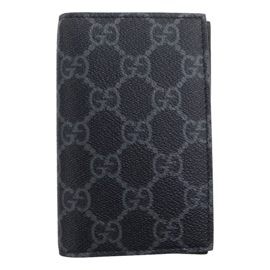 Gucci GG Emblem Black Leather and Canvas Vertical Bifold Wallet - Available at Queen Bee of Beverly Hills