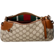 Gucci GG Emblem Supreme Canvas Leather Shoulder Bag Brown Beige sold at Queen Bee of Beverly Hills