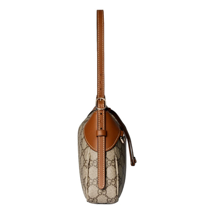 Gucci GG Emblem Supreme Canvas Leather Shoulder Bag Brown Beige sold at Queen Bee of Beverly Hills