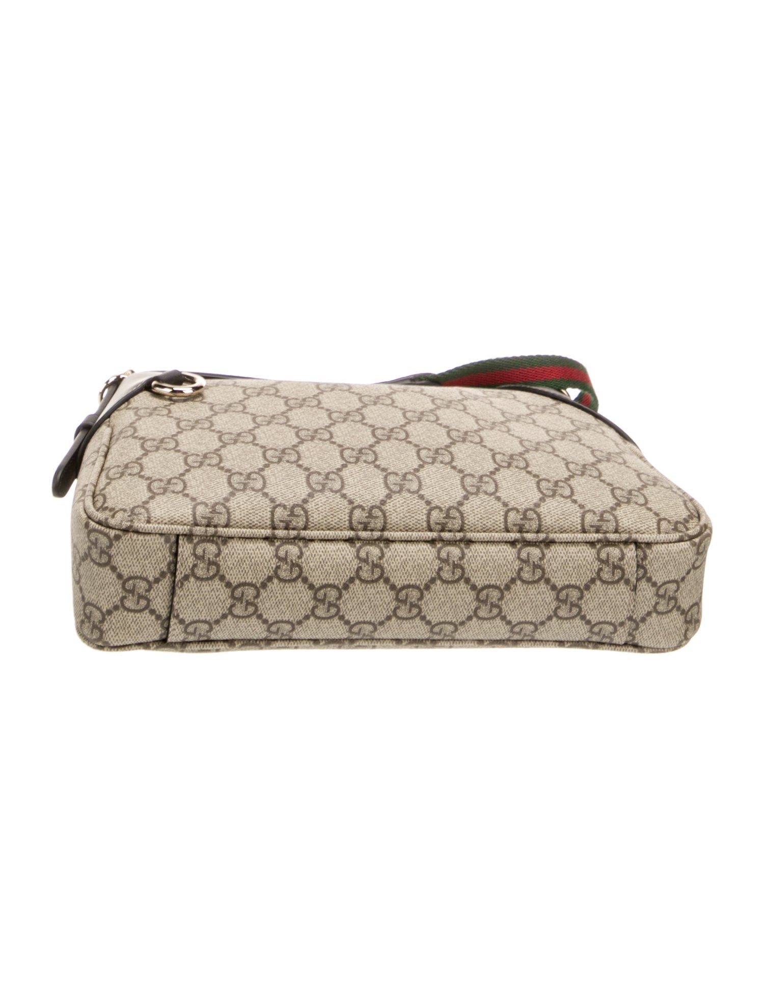Gucci GG Emblem Surpeme Canvas Leather Shoulder Bag Black Beige available at Queen Bee of Beverly Hills