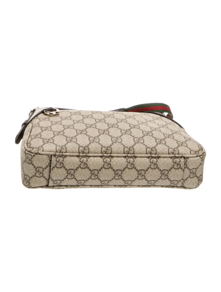 Gucci GG Emblem Surpeme Canvas Leather Shoulder Bag Black Beige available at Queen Bee of Beverly Hills
