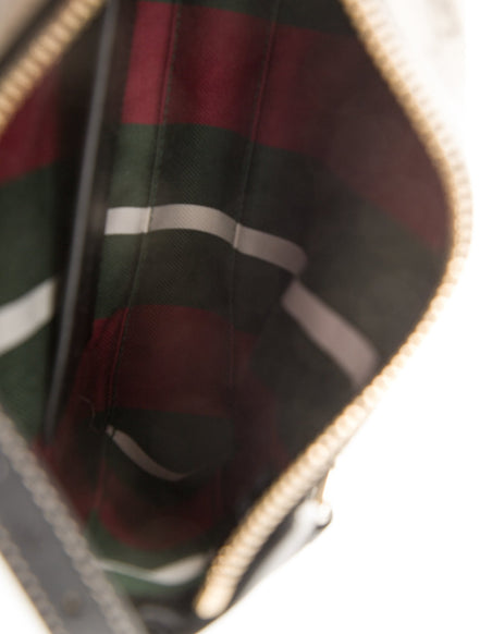 Gucci GG Emblem Surpeme Canvas Leather Shoulder Bag Black Beige available at Queen Bee of Beverly Hills
