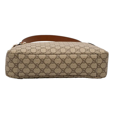 Gucci GG Emblem Surpeme Canvas Medium Leather Shoulder Bag Brown Beige available at Queen Bee of Beverly Hills