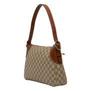 Gucci GG Emblem Surpeme Canvas Medium Leather Shoulder Bag Brown Beige available at Queen Bee of Beverly Hills