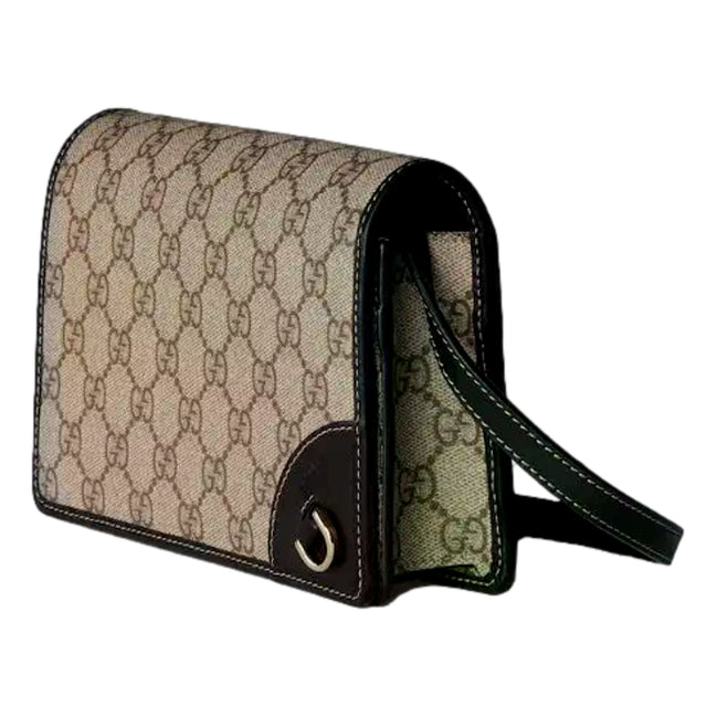 Gucci GG Emblem Canvas and Leather Wallet Mini Crossbody Bag in Black sold at Queen Bee of Beverly Hills