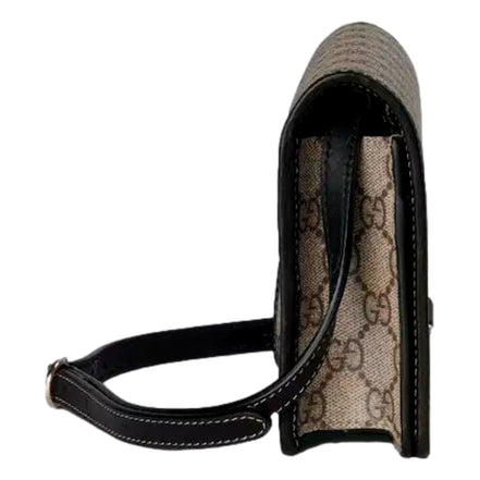 Gucci GG Emblem Canvas and Leather Wallet Mini Crossbody Bag in Black sold at Queen Bee of Beverly Hills