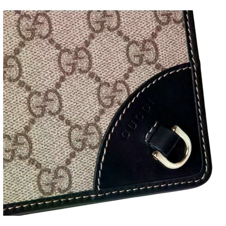 Gucci GG Emblem Canvas and Leather Wallet Mini Crossbody Bag in Black sold at Queen Bee of Beverly Hills
