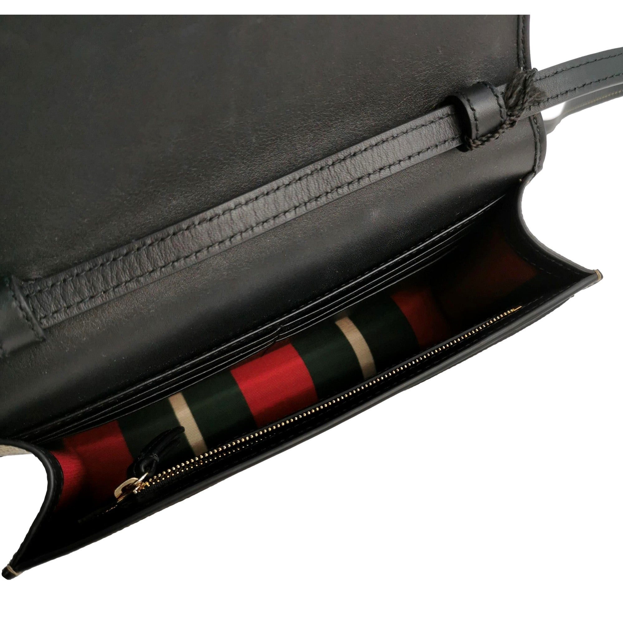 Gucci GG Emblem Canvas and Leather Wallet Mini Crossbody Bag in Black sold at Queen Bee of Beverly Hills