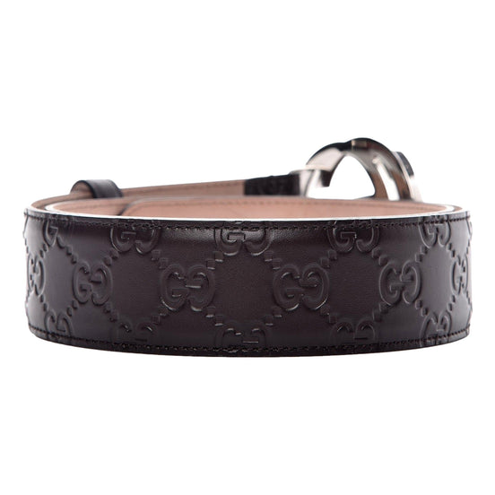 Gucci GG Guccissima Embossed Belt Interlocking G Dark Brown32 80/32 available at Queen Bee of Beverly Hills
