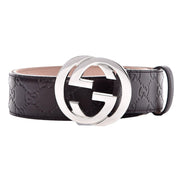 Gucci GG Guccissima Embossed Belt Interlocking G Dark Brown32 80/32 available at Queen Bee of Beverly Hills
