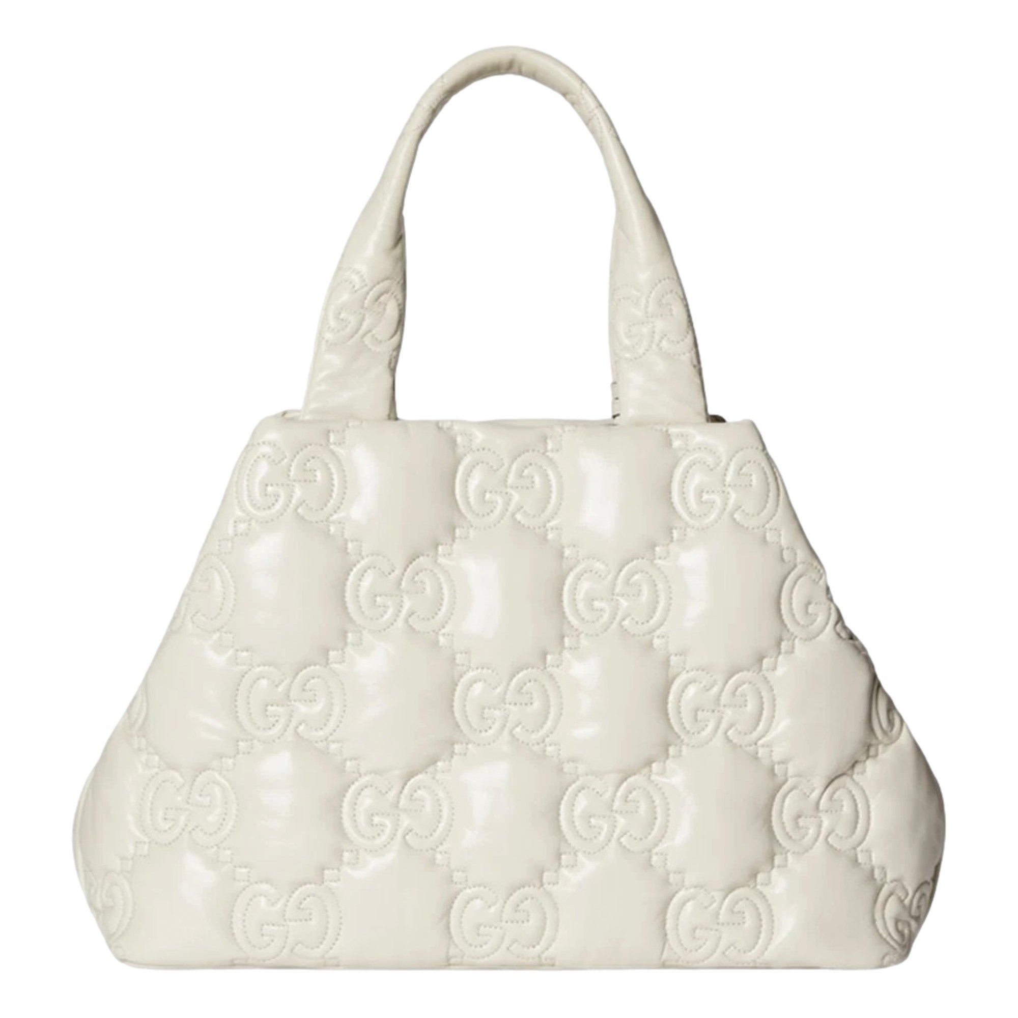Gucci GG Guccissima Matelassé Leather Cream White Tote Bag available at Queen Bee of Beverly Hills