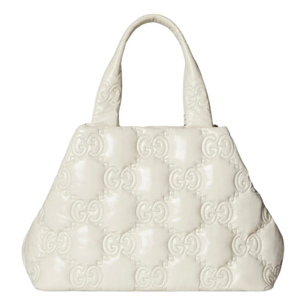 Gucci GG Guccissima Matelassé Leather Cream White Tote Bag available at Queen Bee of Beverly Hills