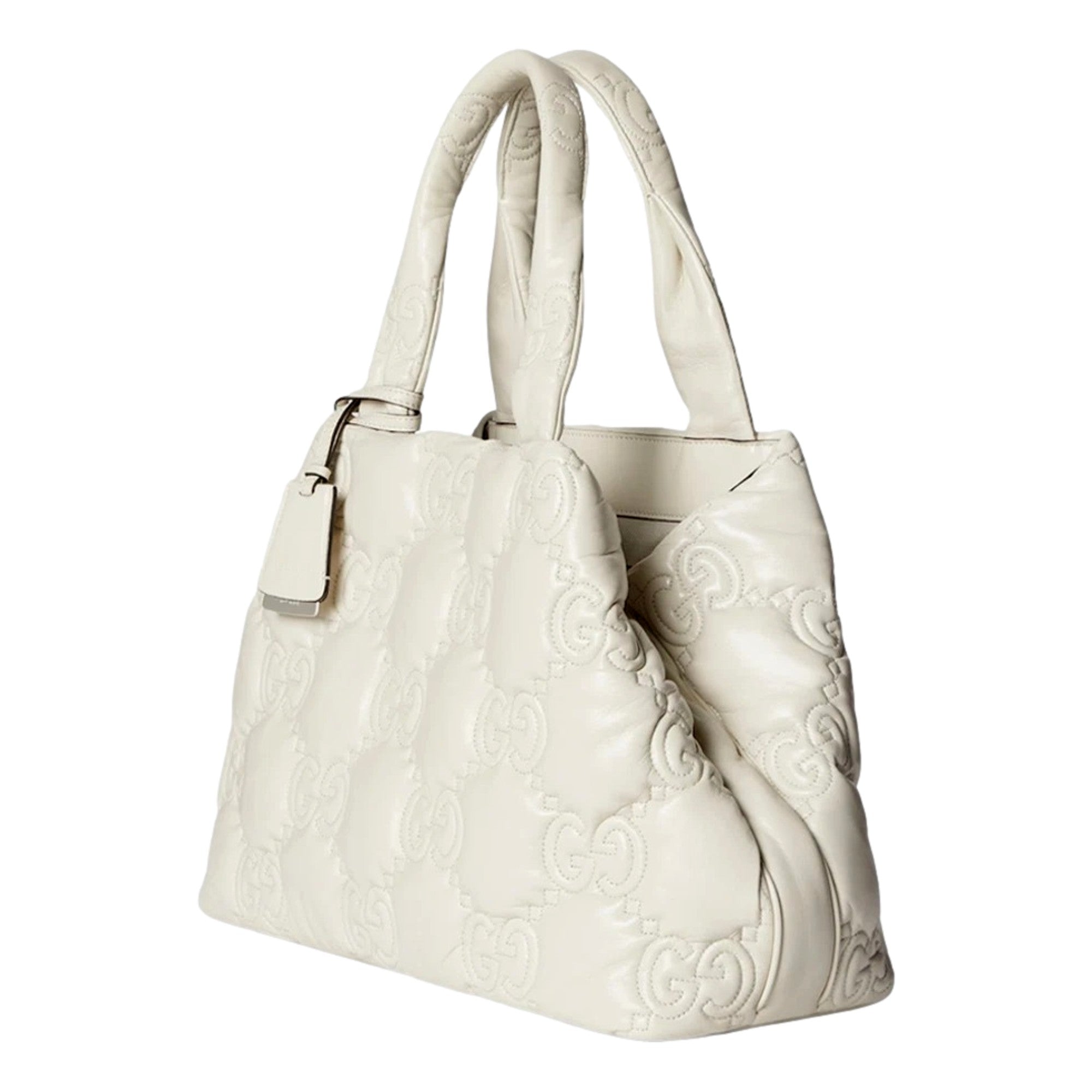 Gucci GG Guccissima Matelassé Leather Cream White Tote Bag available at Queen Bee of Beverly Hills