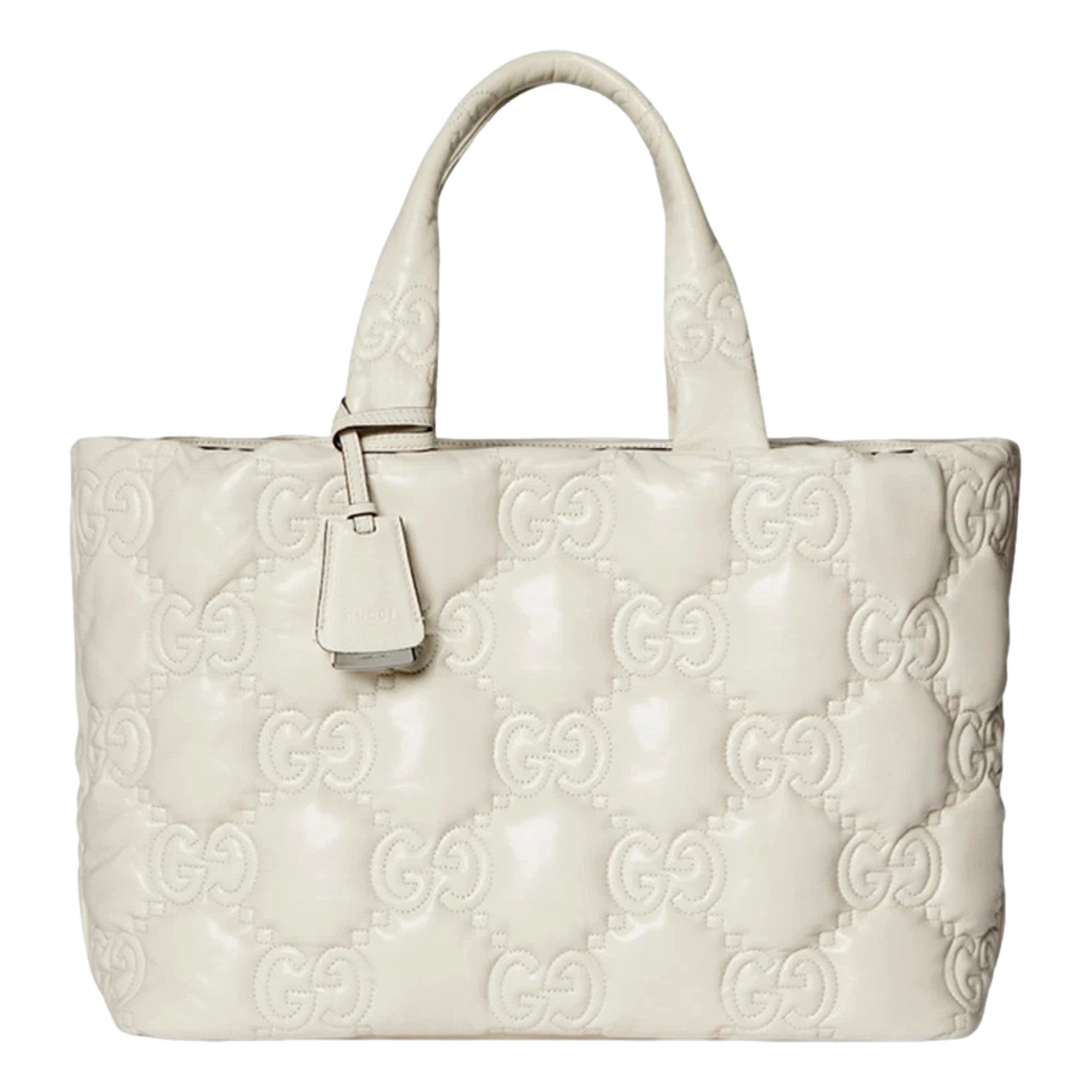 Gucci GG Guccissima Matelassé Leather Cream White Tote Bag available at Queen Bee of Beverly Hills