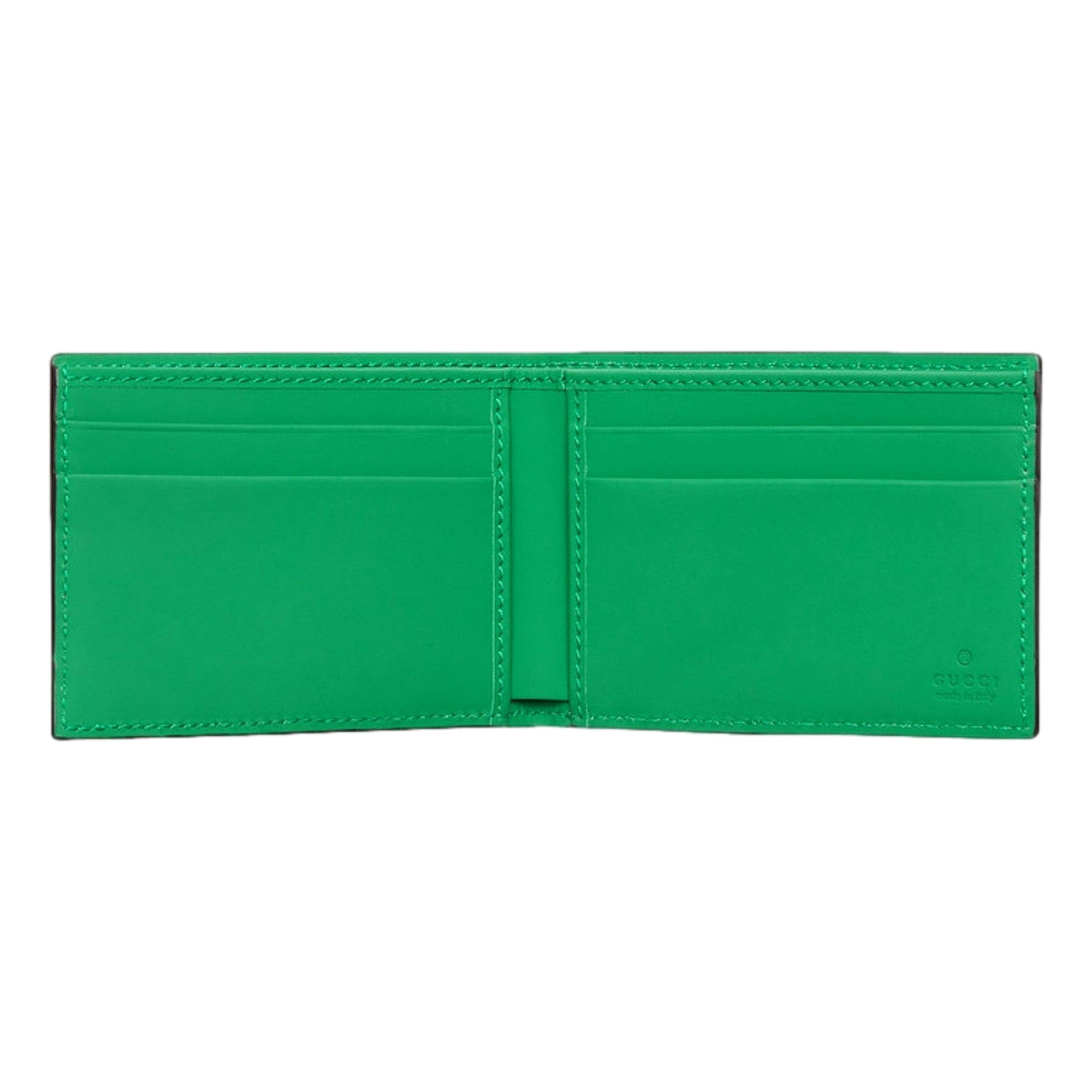 Gucci GG Leather Green Rubber Effect Bifold Wallet available at Queen Bee of Beverly Hills