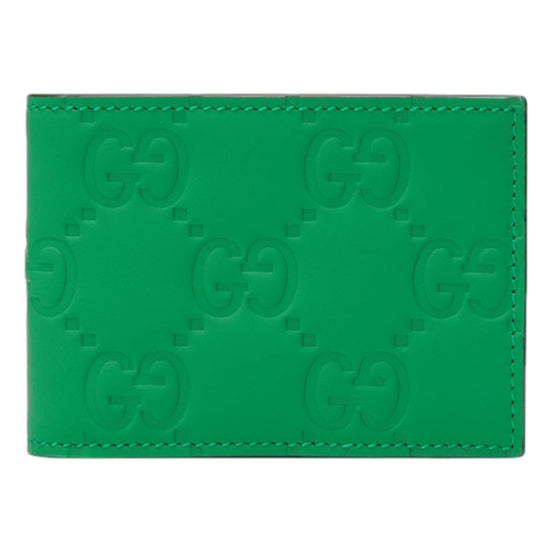 Gucci GG Leather Green Rubber Effect Bifold Wallet available at Queen Bee of Beverly Hills