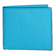 Gucci GG Leather Neon Blue Rubber Effect Bifold Wallet available at Queen Bee of Beverly Hills