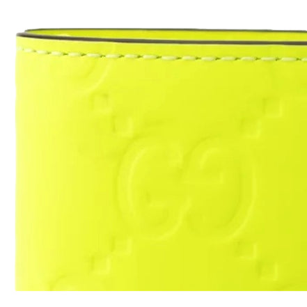 Gucci GG Leather Neon Yellow Rubber Effect Bifold Wallet available at Queen Bee of Beverly Hills