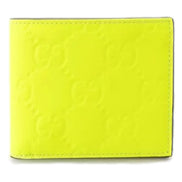 Gucci GG Leather Neon Yellow Rubber Effect Bifold Wallet available at Queen Bee of Beverly Hills