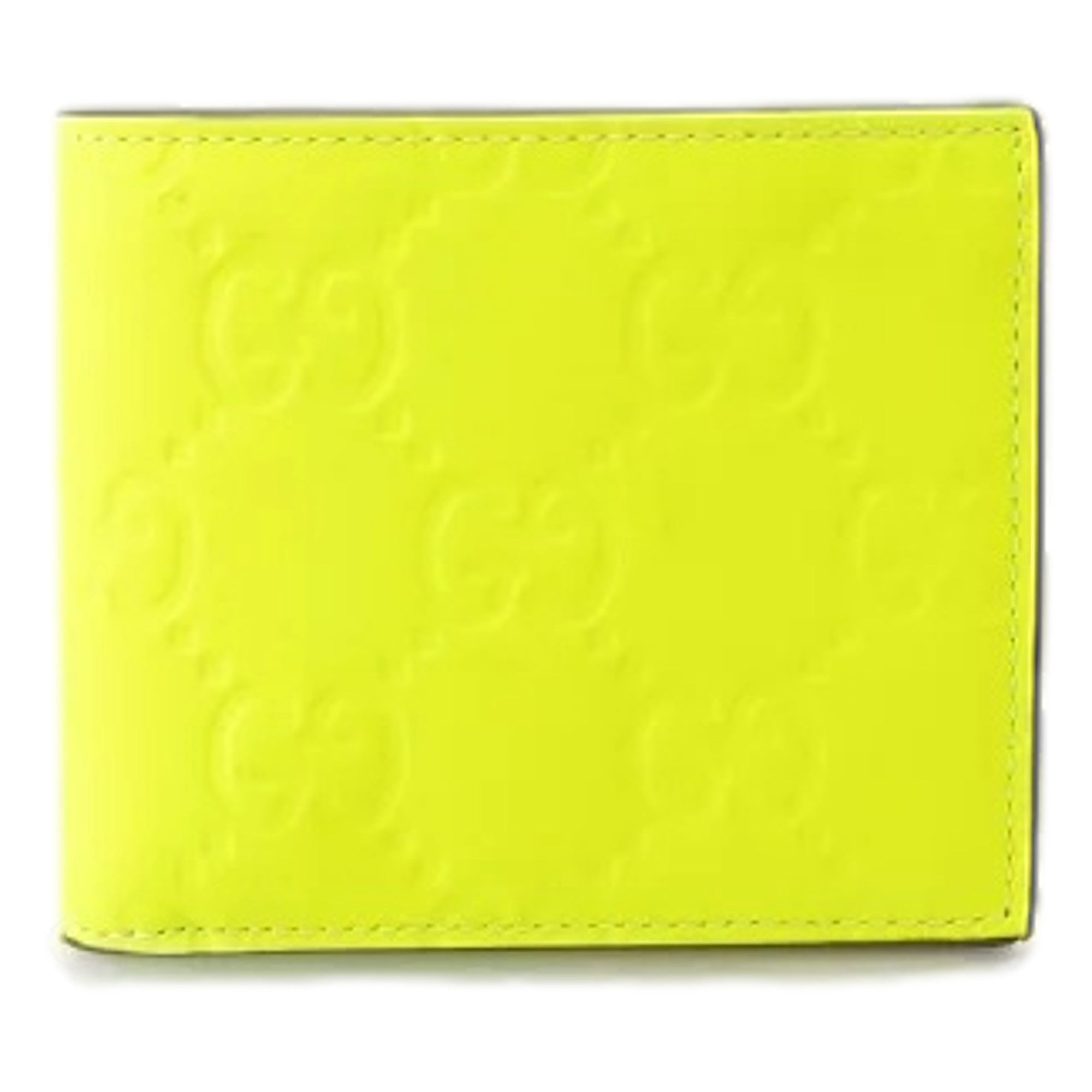 Gucci GG Leather Neon Yellow Rubber Effect Bifold Wallet available at Queen Bee of Beverly Hills