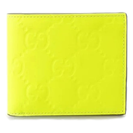 Gucci GG Leather Neon Yellow Rubber Effect Bifold Wallet available at Queen Bee of Beverly Hills