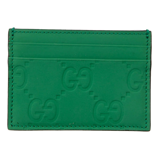Gucci GG Leather Rubber Effect Green Card Holder Wallet available at Queen Bee of Beverly Hills