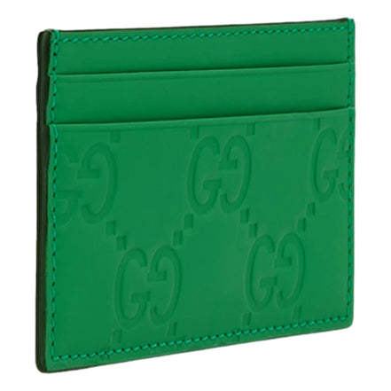 Gucci GG Leather Rubber Effect Green Card Holder Wallet available at Queen Bee of Beverly Hills