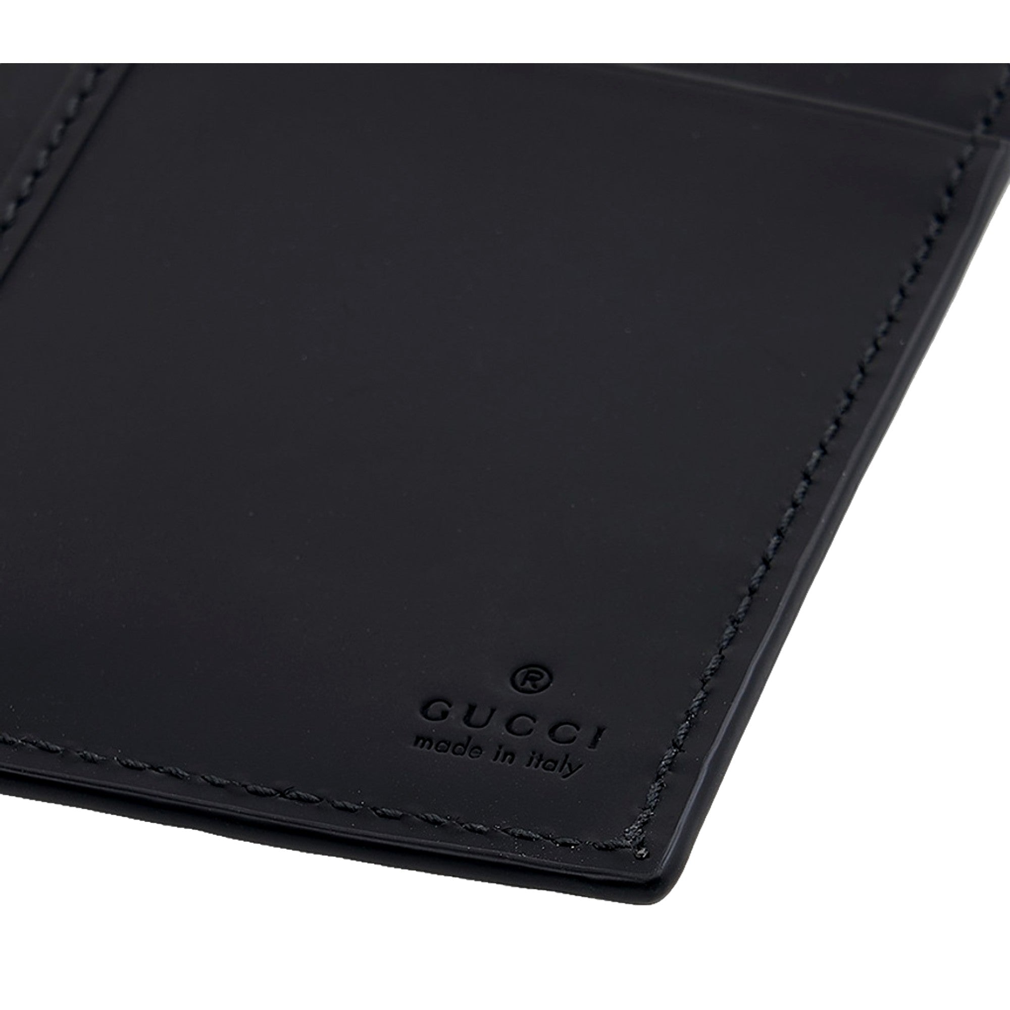 Gucci GG Rubber Effect Long Card Case Black Leather Wallet
