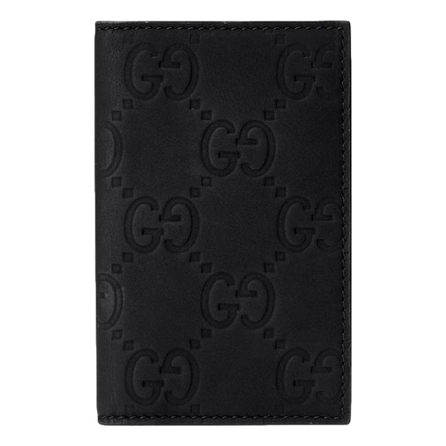 Gucci GG Rubber Effect Long Card Case Black Leather Wallet